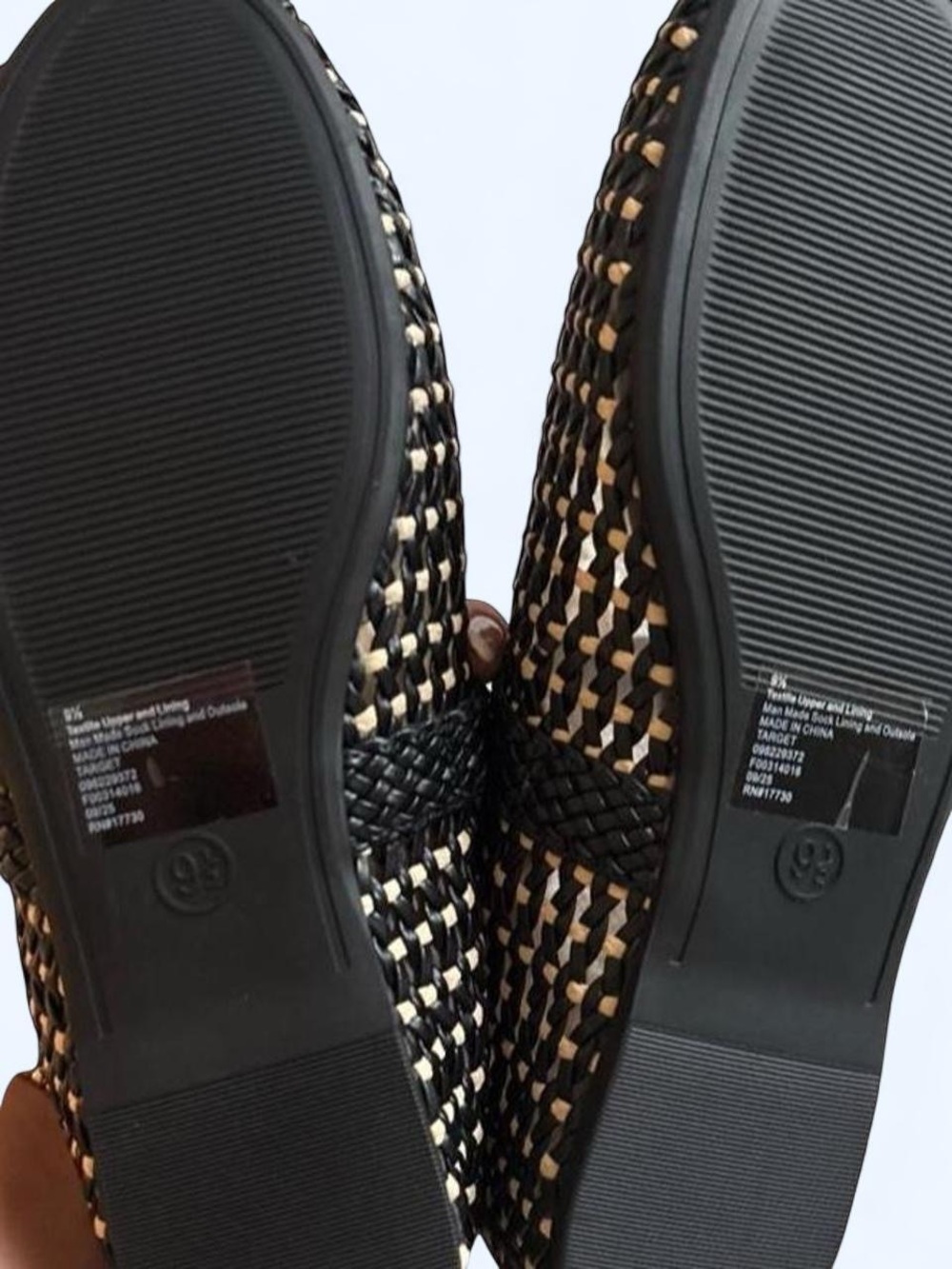 NWT! Women's Black & Cream Woven Mary Jane Flats - Picture 5 of 5